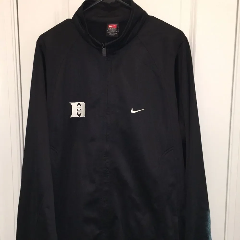Black Long Nike Duke Blue Devils Team Issue Sewn Full zipper team warmup Jacket